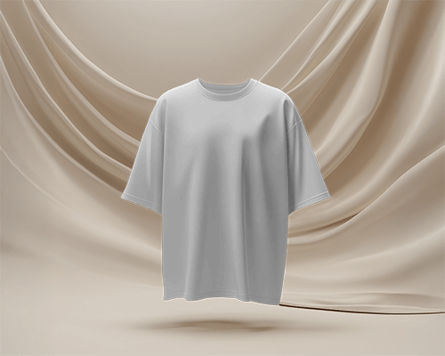 Premium T Shirt Mockup Suspended In Air Flowing Beige Curtains Dreamy And Sophisticated Visual 0705