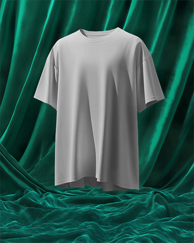Floating T Shirt Mockup Luxurious Green Velvet Draped Background Elegant And Premium Presentation 0767