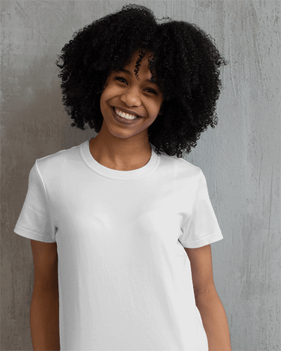 African Woman Tshirt Mockup Having Curly Hair