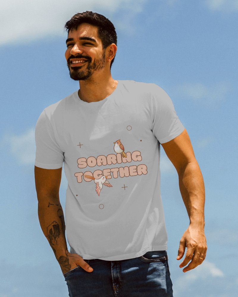 Smiling Man Tshirt Mockup From Low Angle