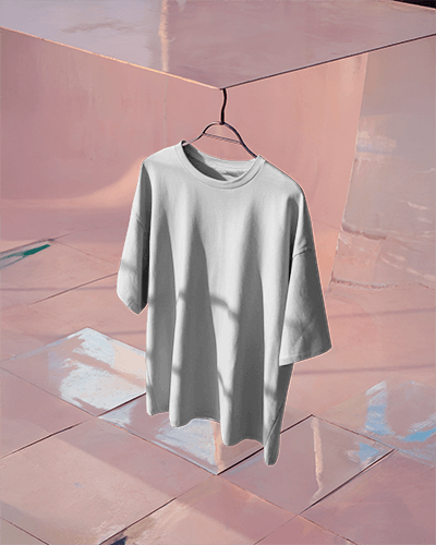 Minimal Hanging T Shirt Mockup White Tee On Metal Hanger With Soft Shadows Reflective Pink Architectural Background Modern And Aesthetic 0808