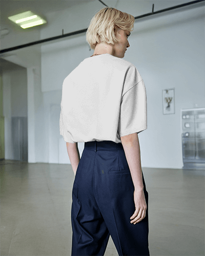 Discover Themed Tshirt Mockup Female Model Back View Retro 1990s Wear