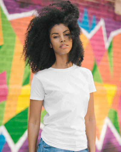 Woman With Curly Hair Tshirt Mockup