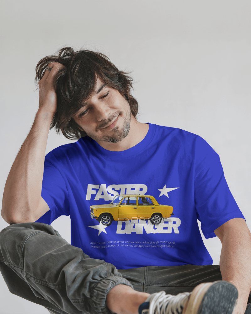 Casual Studio Blank Round Neck T Shirt Mockup Man In White Tee Relaxed Pose Soft Smile Minimalist Background 0838