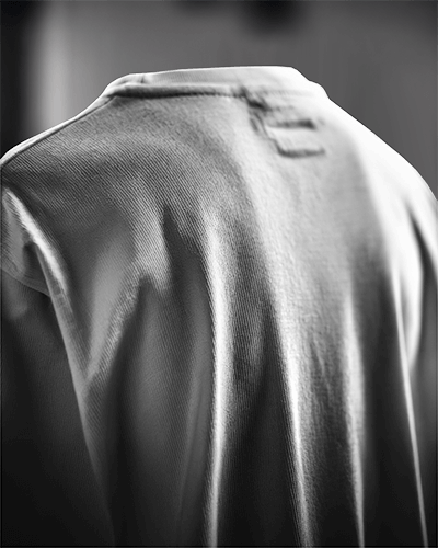 Unisex Round Neck Blank Back T Shirt Mockup Without People Monochrome Moody Lighting Textured Fabric Close Up Modern And Minimalist Look 0848