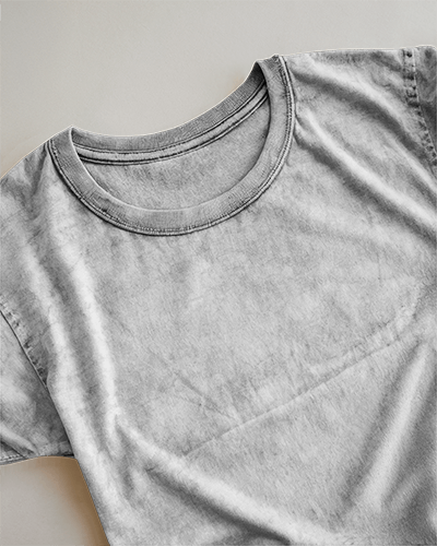 Flat Lay Acid Wash T Shirt Mockup On Minimal Surface Close Up Of Texture And Design Subtle And Vintage Aesthetic 0868