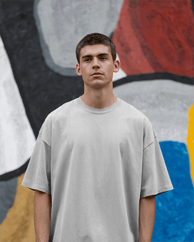 Urban Tshirt Mockup Male Model In Oversized Tee Standing Against Bold Colorful Graffiti Wall Streetwear And Artistic Vibe 0909