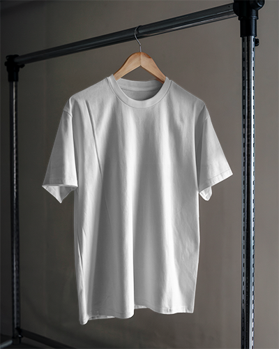 Industrial Rack Tshirt Mockup Hanging On Wooden Hanger Metal Clothing Stand Soft Shadow Lighting Minimal And Urban Display 0924
