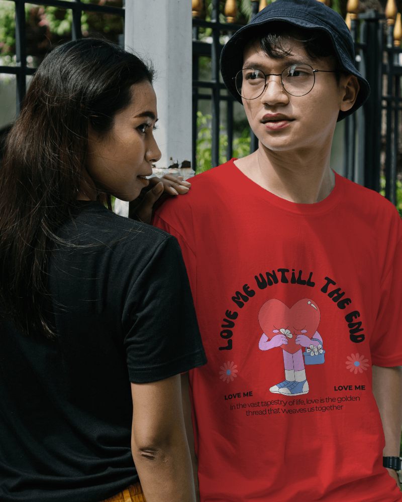 Couple Tshirt Mockup Of Asian Man And Woman