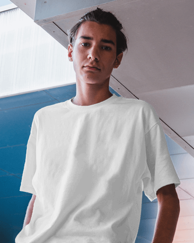 Closeup Shot Tshirt Mockup Of Teenager