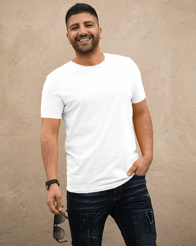 Tshirt Mockup Of Man Holding Sunglasses