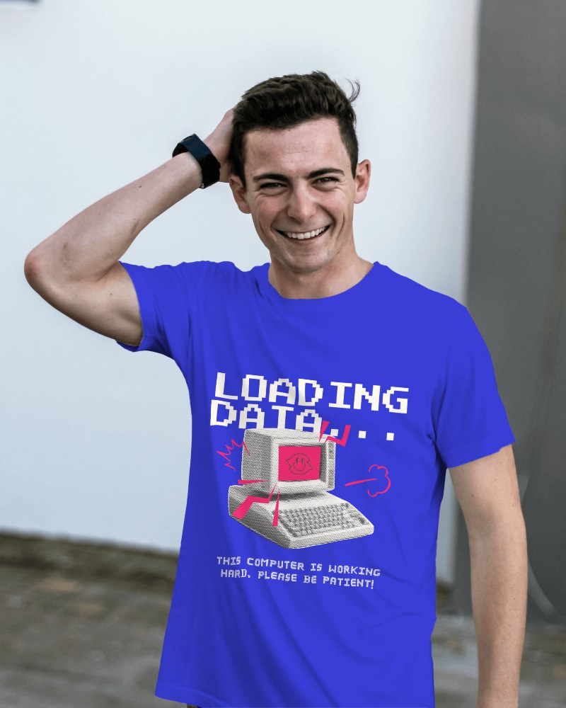 Happy Man Tshirt Mockup With Hand On Head