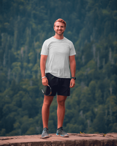 Distance Shot Of Tshirt Mockup Of Man