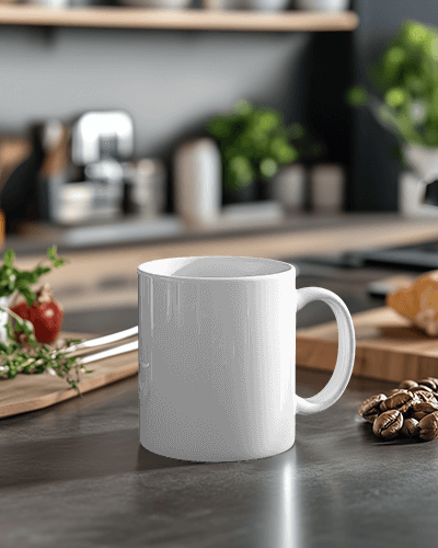 Kitchen Vibe Sip Happens Mug Mockup Among Coffee Beans And Herbs