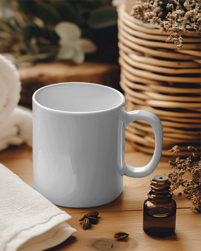 One More Cup Pink Mug Mockup With Coffee Art And Inspirational Quote