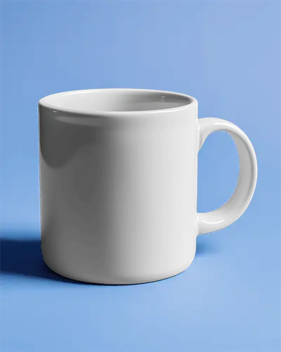 Minimalist Blue Background Mug Mockup White Ceramic Mug On Solid Light Blue Surface Highlighting Your Design Space Clean And Simple Aesthetic