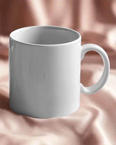 Minimalist Lounge Mug Mockup Pristine White Mug Highlighting Design Space On Smooth Pink Top In A Bright And Relaxing Setting