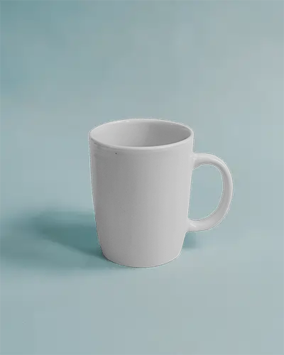 Minimalist Mug Mockup White Coffee Cup With Design Space On Solid Light Blue Background Clean And Contemporary Aesthetic