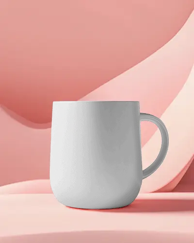 Soft Pink Pastel Background Ceramic Mug Mockup Modern Minimalistic Coffee Cup For Delicate Branding And Feminine Designs