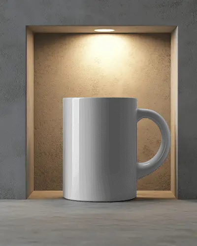 Ceramic Mug Mockup Template With Lighting For Custom Logo Or Quote Design Showcase