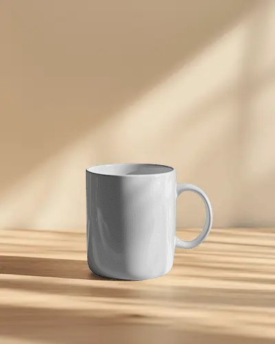 Minimalist Mug Mockup Ceramic Cup With Centered Design Space On Soft Gradient Backdrop Lifestyle Product Display
