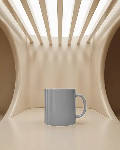 Modern Minimalist Ceramic Mug On Sleek Surface With Unique Ambient Lighting Design 0205