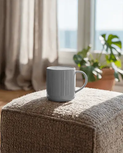 sleek-dining-room-mug-mockup-on-ottoman-showcasing-everyday-home-environment