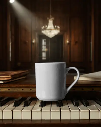classic-ceramic-coffee-mug-placed-on-piano-keys-for-vintage-home-decor-ideas