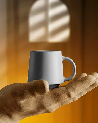 Minimalist Handheld Coffee Mug Mockup For Modern Cup Design Presentation