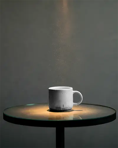 Modern Coffee Mug Mockup With Focus On Texture And Light On Transparent Tabletop Background