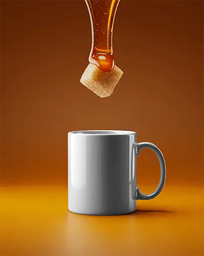 Elegant Ceramic Coffee Mug Mockup With Natural Sweetener For Product Display Use