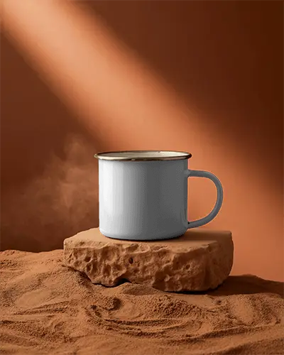 Vintage Metal Enamel Mug For Hot Drinks Professional Studio Photography Mockup