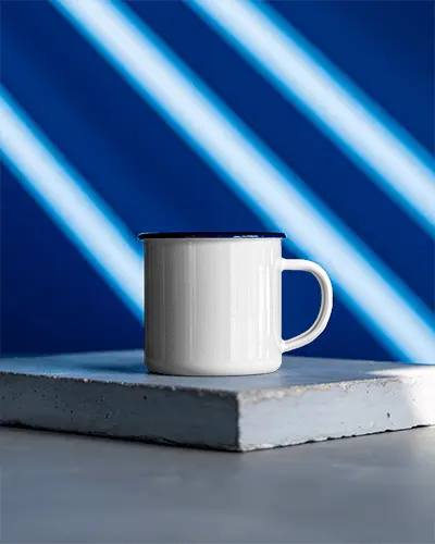 Simple Modern Metal Enamel Mug Mockup With Handle Ideal For Custom Logo Printing