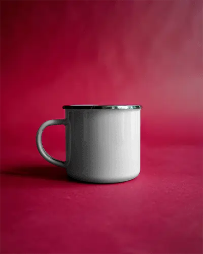 Durable Metallic Enamel Mug Mockup With Comfortable Handle And Rust Resistant Rim Design