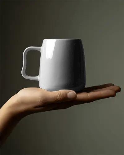 Sleek Minimalist Handheld Ceramic Mug Mockup For Custom Branding Or Personalized Gifts