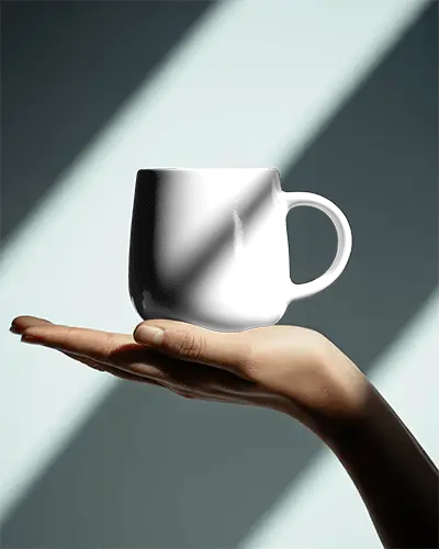 Hand Holding Ceramic Mug Mockup For Coffee Tea Promotion And Print Design