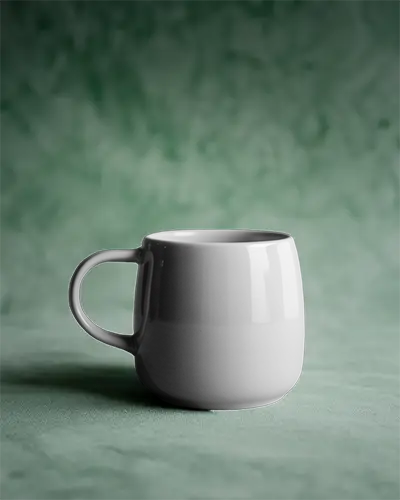 Blank Porcelain Tea Mug Mockup With Ample Space For Logo Design And Brand Promotion