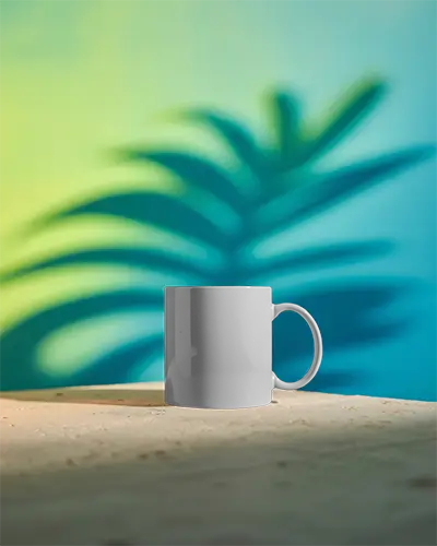 Realistic Mug Mockup On Table Isolated Background Blank Cup For Branding Presentation