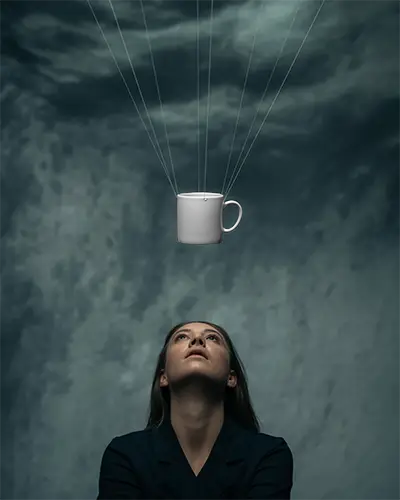 Unique Floating Mug Mockup For Creative Beverage Packaging And Brand Presentation Design Projects