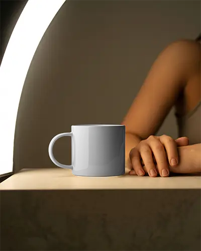 Cozy Minimalist Mug Mockup For Custom Coffee Cup Design Creative Display On Wooden Table