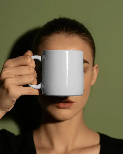 Soft Studio Light Mug Mockup Covering Face Minimal Modern Style