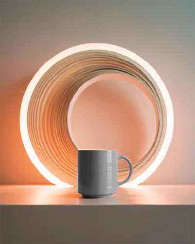Modern Ceramic Coffee Mug Mockup With Smooth Texture And Simple Design Enhanced By Backlight