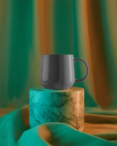 Sleek Minimalist Mug Mockup With Marble Pedestal Perfect For Custom Coffee Cup Designs Online