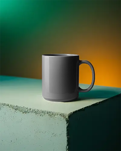 Minimalistic Ceramic Coffee Mug Mockup Isolated On Textured Surface For Custom Designs