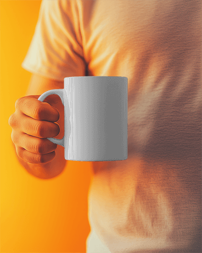 Hand Holding Black Mug Marsaille Powered Slogan Coffee Cup Design