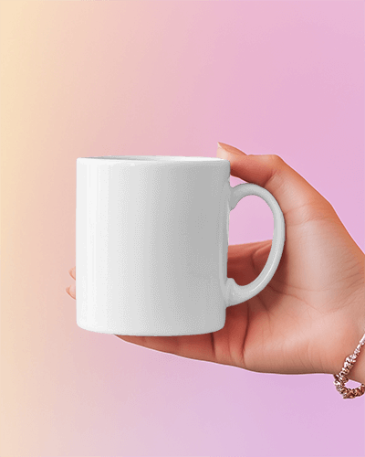 Mornings Brews Mug Mockup Coffee Artwork Pastel Pink Ambiance