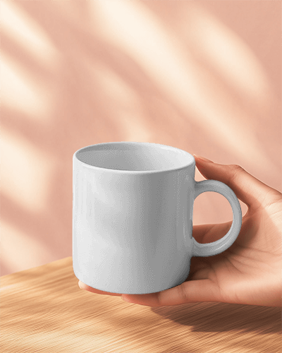Motivational Coffee Mug Mockup But First Coffee On A Wooden Table