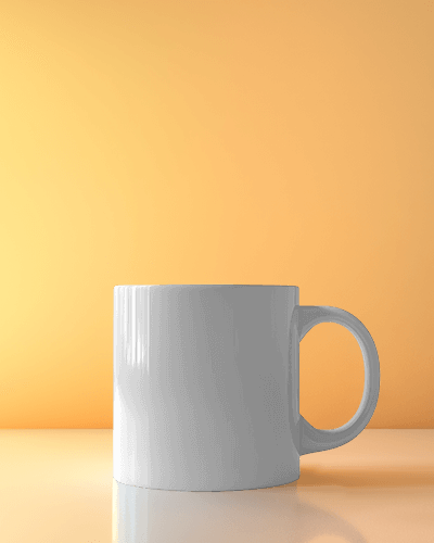 Retro Vibe Loading Coffee Mug Mockup Bright Yellow Background