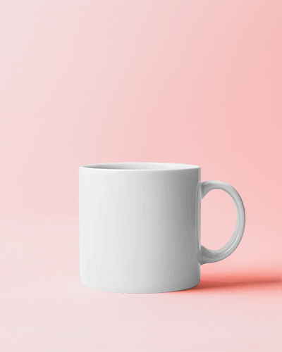 Morning Essentials But First Caffeine Mug Mockup Pastel Pink Background