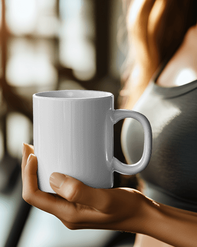 Woman With Coffee Time Mug Mockup Enjoying A Peaceful Morning